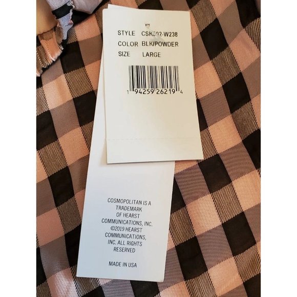 Dress The Population Cosmopolitan Pink and Black Plaid Skirt L Ruffled Bottom - Picture 7 of 13